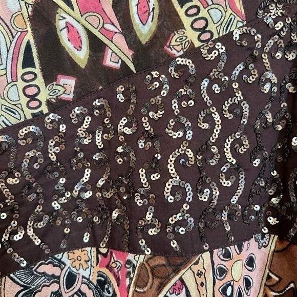 Wayan Cotton Dress with Tie and Sequins Brown Size - Picture 7 of 8